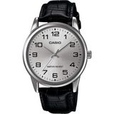 Casio MTP-V001L-7BUDF Suya Dayanıklı Erkek Kol Saati Metal Kasa Gri Kadran Siyah Deri Kordon