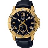 Casio MTP-VD200GL-1BUDF Kol Saati Erkekler İçin Altın Kasa Siyah Deri Kordon 10 ATM Suya Dayanıklı