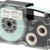 Casio Xr-12We1 (Webk) Etiket Yazicisi Kartusu Beyaz Renk Ustune Siyah Baski