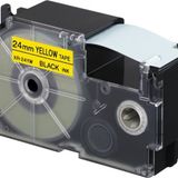 Casio Xr-24yw1 Etiket Yazıcısı Kartuşu Sarı Zemin Üzerine Siyah Baskı 24mm Yükseklik - 8 Metre Uzunl