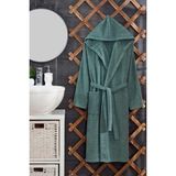 Casnack Quina Yeşil Kapüşonlu Oversize Bornoz - 3XL