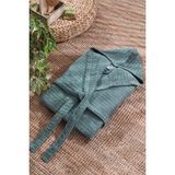 Casnack Quina Yeşil Kapüşonlu Oversize Bornoz - L - XL