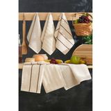 Casnack Seher 6Lı Mutfak Ve El&Yüz Havlu Seti 30 x 50 cm - Bej - 30 x 50 cm