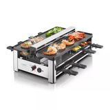 Caso Raclette Airclean - Entegre Davlumbazlı Raclette Izgara, 8 Kişilik, Hızlı Isıtma, Yapışmaz Seramik Kaplama (Pfas İçermeyen), 1500 Watt, Değiştirilebilir Koku Ve Karbon Filtre