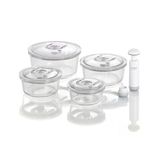 CASO VacuBoxx R-Set – 4 – borosilikat camdan son derece sağlam yuvarlak vakum kabı, BPA içermez, ısıya dayanıklı, bulaşık makinesinde yıkanabilir, dondurucuya uygun, tatsız, tam tarih ayarı