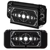 CasosexploreLab Nintendo Switch OLED Black Moon Phase ile Uyumlu Kılıf Nintendo Switch Joycon Denetleyicisi için Koruyucu Kapak Yumuşak TPU Kavrama Dokable Kılıf Taşıma Kapağı Anahtarı Aksesuarları