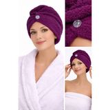 Caspara Kadın Mikrofiber Saç Bonesi I Düğmeli Lastikli I Hızlı Kuruyan Saç Havlusu - mor - Bordo