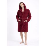 Caspara Premium Erkek Kapüşonlu Bornoz - Wellsoft Peluş , Ultra Yumuşak & Sıcak Tutan Sabah Akşam Bornozu - L - XL - Bordo