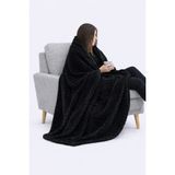 Caspara Premium Peluş Wellsoft Tv Battaniyesi 110 x 170 Yumuşak & Sıcak Koltuk Battaniyesi Unisex - Siyah - 110 x 170 cm