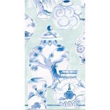 Caspari Glazed Porcelain Celadon Paper Linen Guest Towel Desenli 12'li Servis Peçetesi Seti - Standart