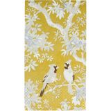 Caspari Scenic Songbirds Gold & Ivory Guest Towel Desenli 15'li Servis Peçetesi Seti - Standart