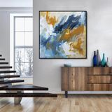Casper Yağlı Boya Dokulu Tablo 80X80 Gold Çerçeveli