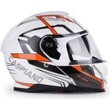 Caspiano Vento Premium Çene Açılır Kask Güneş Vizörlü Ece 22.06 Sertifikalı Glossy White Gray Red Motosiklet Kaskı - Beyaz - Siyah - Kırmızı