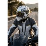 Caspiano Vento Premium Çene Açılır Kask Güneş Vizörlü Gri Sarı Ece 22.06 Sertifikalı