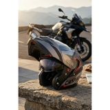 Caspiano Vento Premium Çene Açılır Kask Güneş Vizörlü Siyah Kırmızı Ece 22.06 Sertifikalı - Siyah - Kırmızı