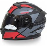 Casque Çene Açılır Vizörlü Kask - Mat Siyah Kırmızı Gri Şeritli Seri Ece Belgeli - XL
