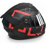 Casque Mat Siyah Kırmızı Grafik Desenli Çene Açılır Motosiklet Kaskı Ece Belgeli - Siyah - Kırmızı
