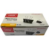 Cassa 8225 25 Mm. Metal Çelik Siyah Kağıt Kıskacı Ataş Evrak Mandalı - 12 Adetlik Paket