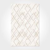 Cassandra Krem Geometrik Bambu Modern Geometrik Etnik Desenli Boho Yıkanabilir Hav Toz Vermez Leke Tutmaz Kaymaz Taban Dijital Makine Baskı Halı Oturma Odası Salon Yolluk Koridor Mutfak Halısı