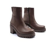 Cassido Shoes C2401 Kalın Topuklu Kahverengi Kadın Bot