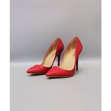 Cassido Shoes C536 Kadın Kırmızı Deri Ince Topuk Stiletto Ayakkabı