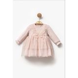 Cassiope 465921CS Kız Bebek Fiyonk Detaylı Güpürlü Elbise - 9 Ay - Pudra