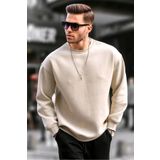 CAST COLLECTİON Erkek Bej Oversize BisikletYaka Sweatshirt