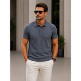 Castello Erkek Exclusive Fitilli Penye 3 Düğmeli Polo Yaka Slim Fit Tişört – Antrasit - Gri - 2XL