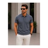 Castello Erkek Exclusive Fitilli Penye 3 Düğmeli Polo Yaka Slim Fit Tişört – Antrasit