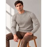 Castello ✨ Örgü Dokulu Erkek Triko Kazak | Bisiklet Yaka | Şık & Modern Tasarım 🧶 - Bej - 2XL