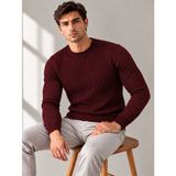Castello ✨ Örgü Dokulu Erkek Triko Kazak | Bisiklet Yaka | Şık & Modern Tasarım 🧶 - Bordo - 3XL