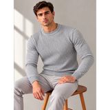 Castello ✨ Örgü Dokulu Erkek Triko Kazak | Bisiklet Yaka | Şık & Modern Tasarım 🧶 - Gri - 2XL