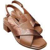 Castle Black 45208 Kadın Deri Kalın Kısa Topuklu Comfort Sandalet Siyah - Taba