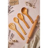 Castle Kitchen Ahşap Tahta Mutfak Kaşık Seti 5 Parça Kayın , Şimşir Ve Bambu Ağacı St-004