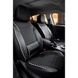 Castor Otomotiv Cstr Fiat Palio Uyumlu Yarı Deri Oto Koltuk Kılıfı Ön/arka 5 Li Set Atlas Siyah-Beyaz - Siyah - Beyaz