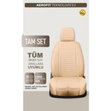 Castor Otomotiv Renault Clio 4 Uyumlu Deri Oto Koltuk Kılıfı 5 Li Tam Set Revo Bej