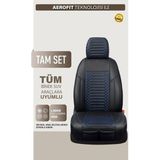 Castor Otomotiv Renault Clio 4 Uyumlu Deri Oto Koltuk Kılıfı 5 Li Tam Set Revo Siyah-Mavi - Siyah - Mavi