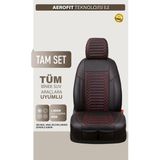 Castor Otomotiv Volkswagen Bora Uyumlu Deri Oto Koltuk Kılıfı 5 Li Tam Set Revo Siyah-Kırmızı - Siyah - Kırmızı
