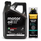 Castrol Motor Yağı Gtx 5W-30 Rn720 4 Litre + Lastik Tamir Kiti 400 Ml