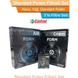 Castrol VW Jetta 1.6 TDI Dizel CASTROL FORM Filtre Bakım Seti 2009-2010 Hava+Yağ+Standart Polen
