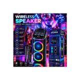 Castu 1200W Bluetooth Hoparlör Büyük Boy Rgb Işıklı 2 Mikrofonlu Karaoke Ses Sistemi