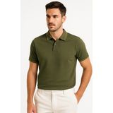 Casual Kontrast Detaylı Haki Polo Yaka Erkek Tişört 2990-1 - XL