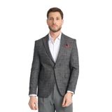 Caswino Erkek Gri Ekose Slim Fit Mono Yaka Spor Blazer Ceket