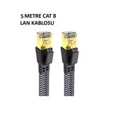 Cat 8 LAN Kablosu –Ethernet Kablosu Örgü Kaplama, Yüksek Hızlı (5 METRE)