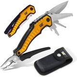 Cat DA980045 9 In 1 Çok Fonksiyonlu Katlanabilir 27CM Paslanmaz Çelik Sarı Kamp Çakısı Bıçağı + Taşıma Kılıfı - Renkli