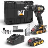Cat DX1010.1 18Volt 2.0Ah Li-İon Çift Akülü Kömürsüz Profesyonel Şarjlı Darbeli Matkap + 20 Parça Delme Vidalama Uç Seti