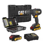 Cat Dx1120 18V 2.0Ah Çift Akülü Kömürsüz Darbeli Matkap + 45 Parça Vidalama Uç Seti Profesyonel Şarjlı Matkap