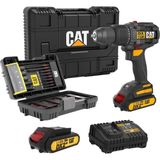 Cat DX1120 18VOLT/2.0AH Li-Ion Çift Akülü Kömürsüz Profesyonel Şarjlı Darbeli Matkap + DA01902 45 Pa - Renkli