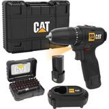 Cat DX1160 12VOLT/2.0AH Li-Ion Çift Akülü Kömürsüz Profesyonel Şarjlı Darbeli Matkap + DA019