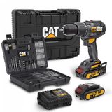 Cat DX12SET 18 V 2.0 Ah Li-Ion Çift Akülü Kömürsüz Profesyonel Darbeli Matkap+DA01903 201 Parça Delme Vidalama Uç Seti